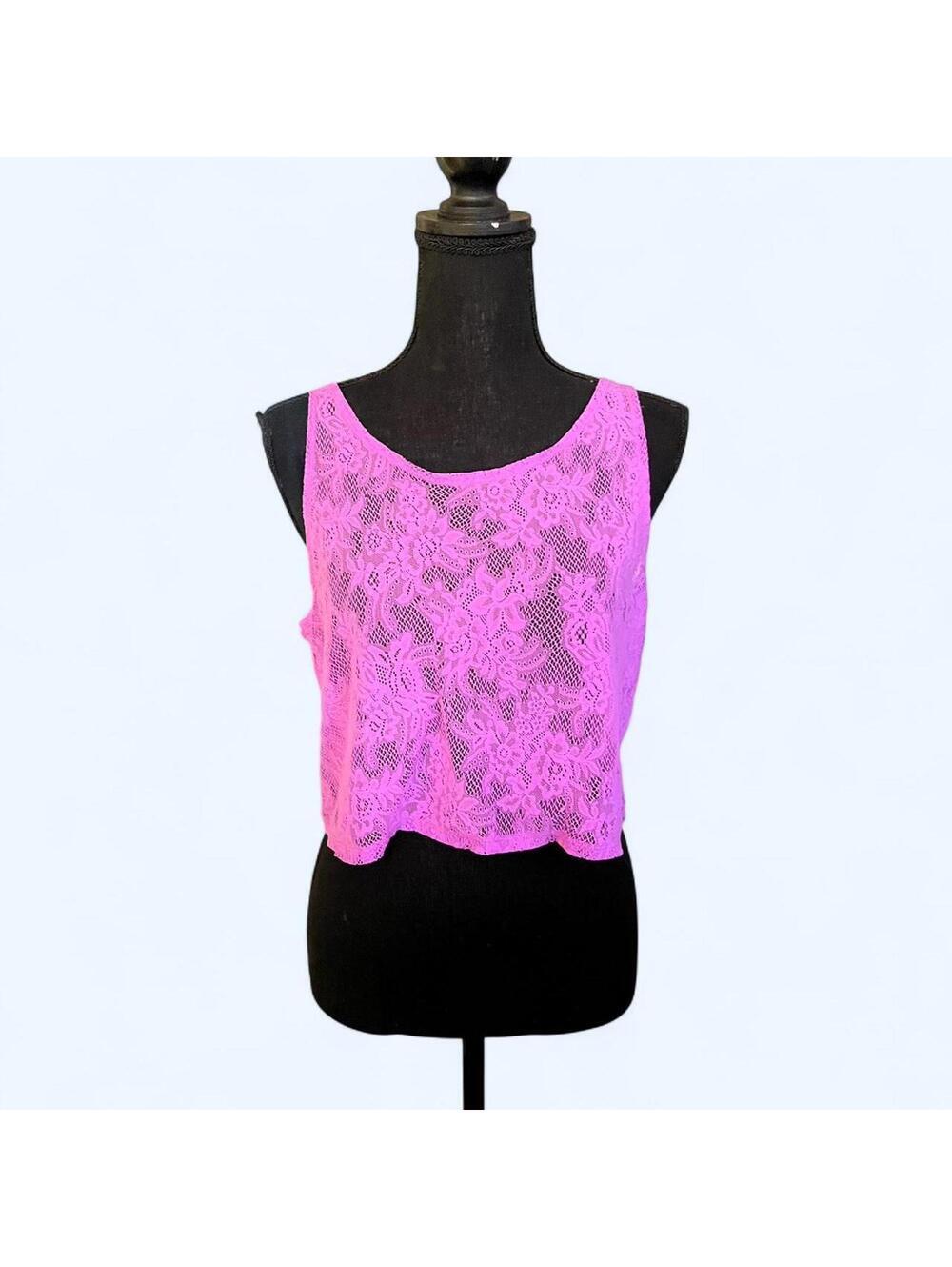 Victoria Secret Pink vintage lace coquette crop tank top Size XS 💖